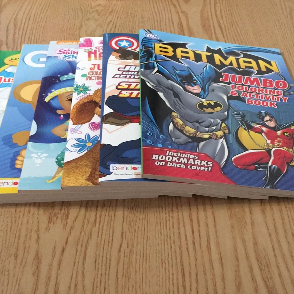 Bundle of 6 New Kids Coloring Books Batman Avengers Disney Nickelodeon Crayola